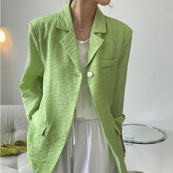

women's suits & blazers [ewq] korea chic simple trend women solid lapel single button temperament fashion green long-sleeved blazer aut, White;black