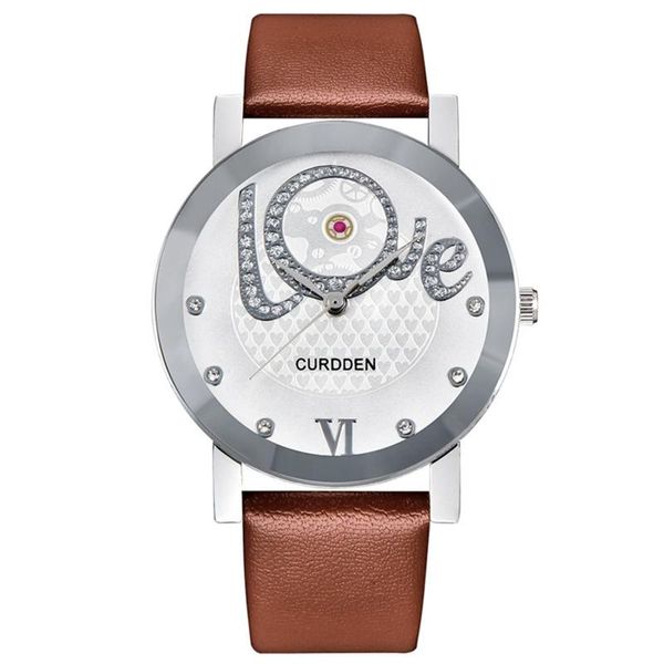 

wristwatches high-quality curdden ladies fashion belt simples sharp wave gift wear quartz watch 2021 luxury zegarki, Slivery;brown