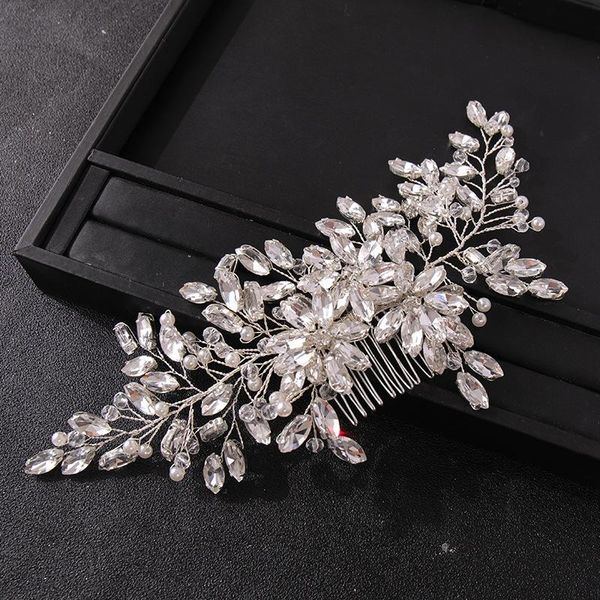 

hair clips & barrettes beautiful side comb delicate rhinestone piece wedding party date insert jewelry for women girl bn, Golden;silver