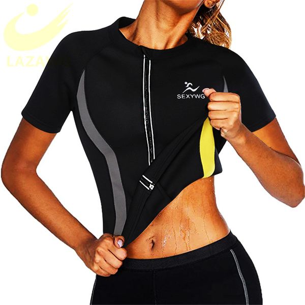 

women neoprene vest slimming sweat short sleeve workout thermo sauna sweat shirt fat burn weight loss