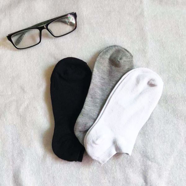 

fashion socks black white grey cotton men's and women's four seasons boat pure color shop gift stall