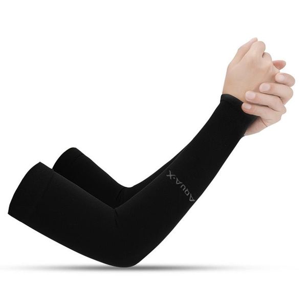 

1pairs cycling arm warmers running outdoor uv sun protection sleeves breathable ice fabric bicycle bands elbow & knee pads, Black;gray