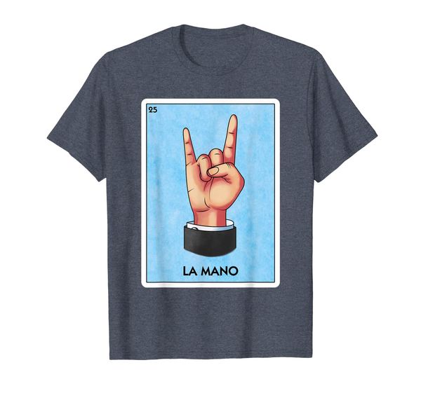 

La Mano Sign of Horns Mexican Loteria Heavy Metal T Shirt, Mainly pictures