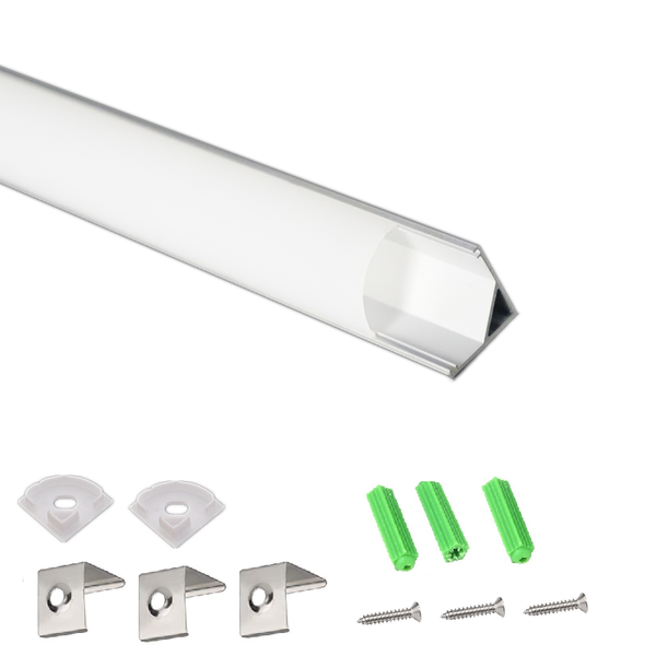 

bar lights 10-pack 150cm 4.92ft led strip corner aluminium profile with milky diffuser ,16x16mm v shape 12mm tape light channel housing