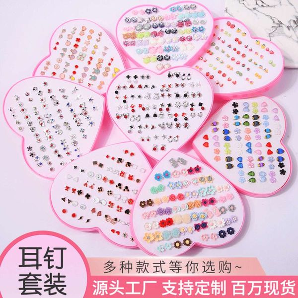 

resin plastic earrings set flower love earrings set pairs boxed female