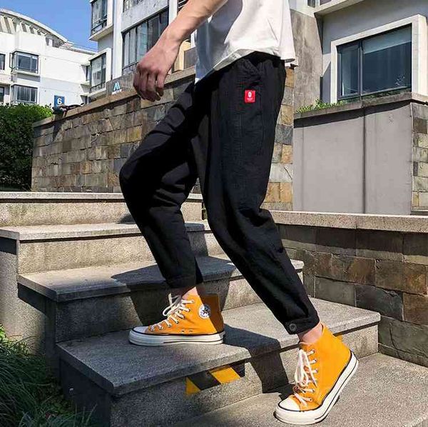 

ytx046 male fine korean-style harem all-match loose cotton and linen pants, Black