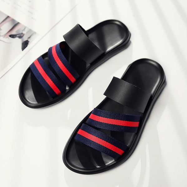 

slippers unn luxury deasin men's summer flip-flops men beach flats soft comfortable man sandals black