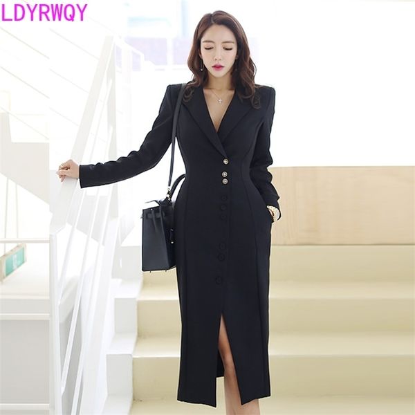 

autumn women's fashion suit white collar professional dress 210416, Black;gray