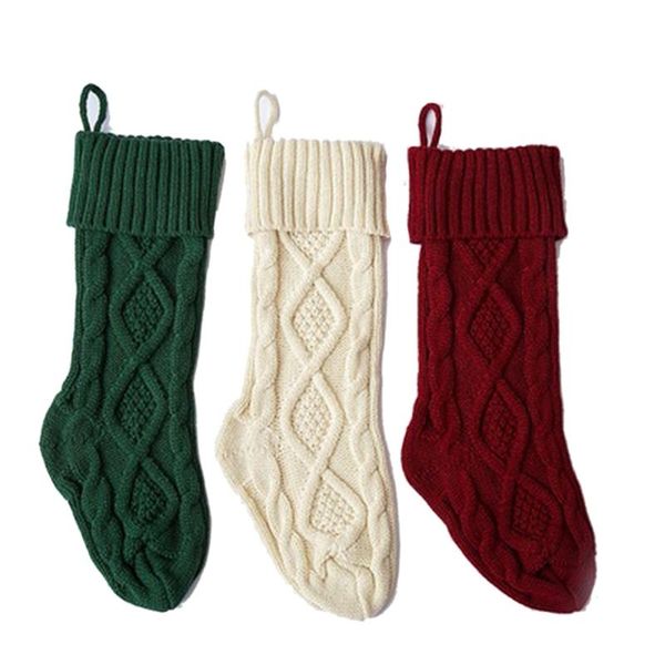 

christmas decorations 3-piece set of knitted woolen home wall decoration candy bag socks diamond gift ornaments