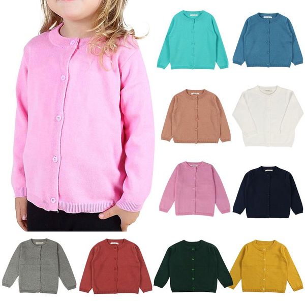 

pullover autumn 1-6y kids baby boy girl cardigan sweaters winter warm thick soft solid long sleeve sweater outwear children clothing, Blue