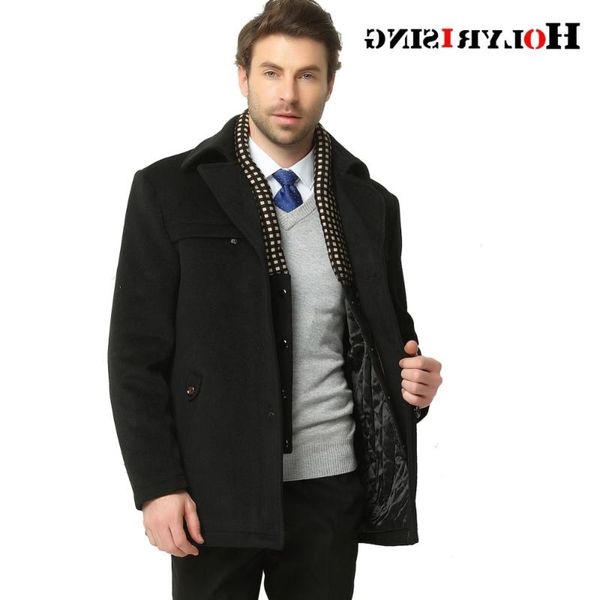 

men's wool & blends casual woolen winter jackets classic autumn single button business coat men warm outwear khaki black m-3xl