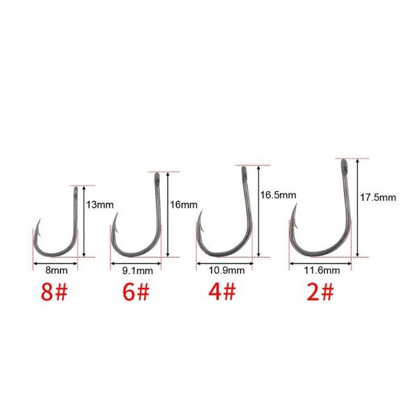 

50x curve shank professional series carp hooks for hair rigs barbed hook super sharp 2#, 4#, 6#, 8# optional size fishing