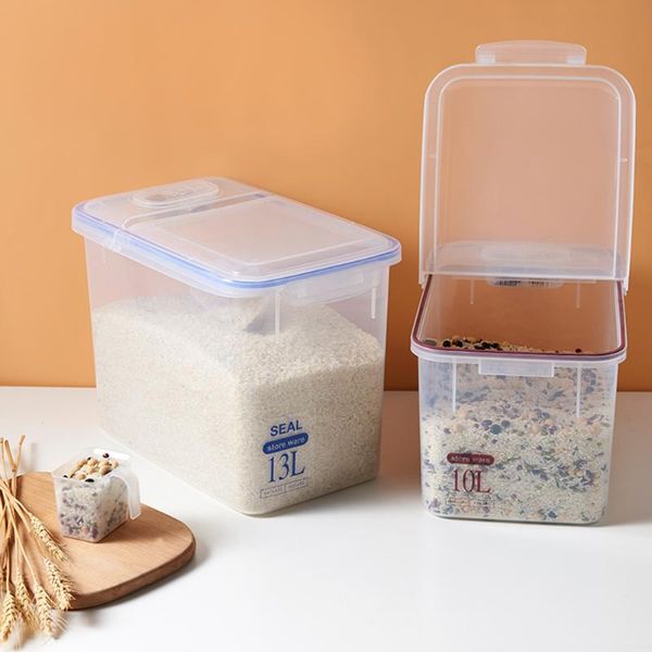 

storage bottles & jars clear rice container grain dry food bin with locking lid portable plastic keeper size 2