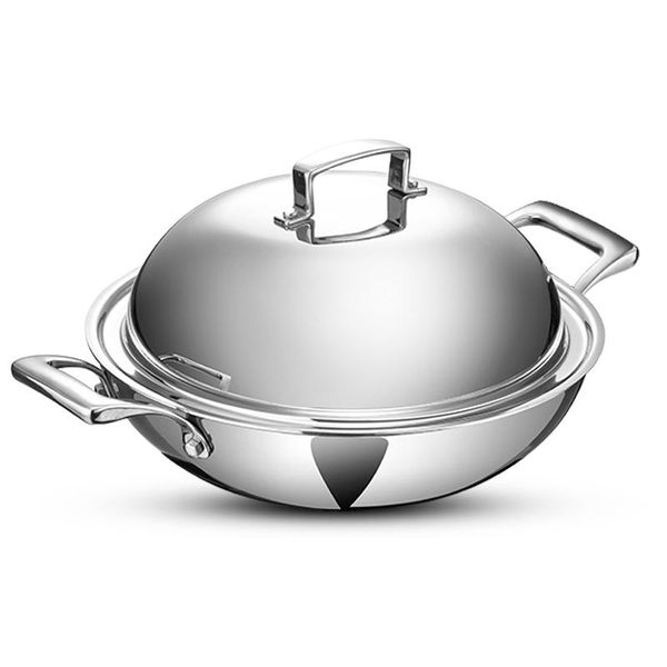 

pans 316 stainless steel frying pan no oil fume non stick wok cookware pots and uncoated gas cooker kitchen accessories