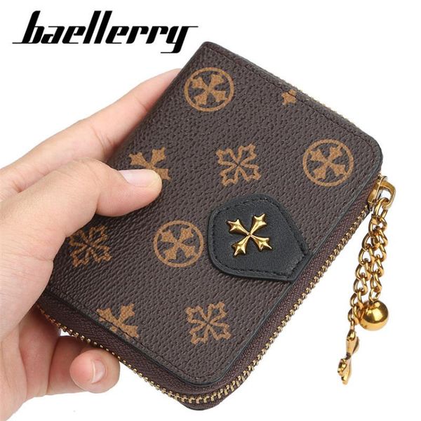 

card holders vintage women short wallet case id holder big capacity coin purse ladies mini female money bag, Brown;gray