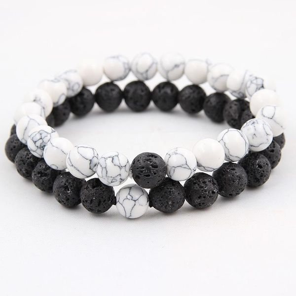 

beaded, strands random 2pcs bracelets bangles classic beaded natural stone white black yin yang distance bracelet women men