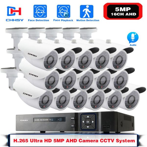 

h.265 16ch 8ch ai human detection face record cctv dvr nvr audio system 5mp 2592*1944p x1/3 inch ip66 ahd security camera kit wireless kits