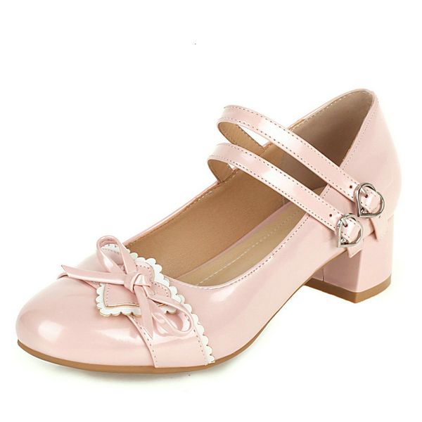 

dress shoes elegant lolita women 2021 spring fashion classics comfort square buckle mary janes sweet pink ladies plus size 43 05lh, Black