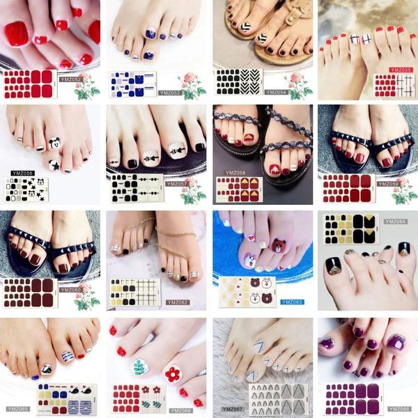 

toenail art full-cover sticker sheet for polish pedicure ymz052-068 holiday summer1, Black