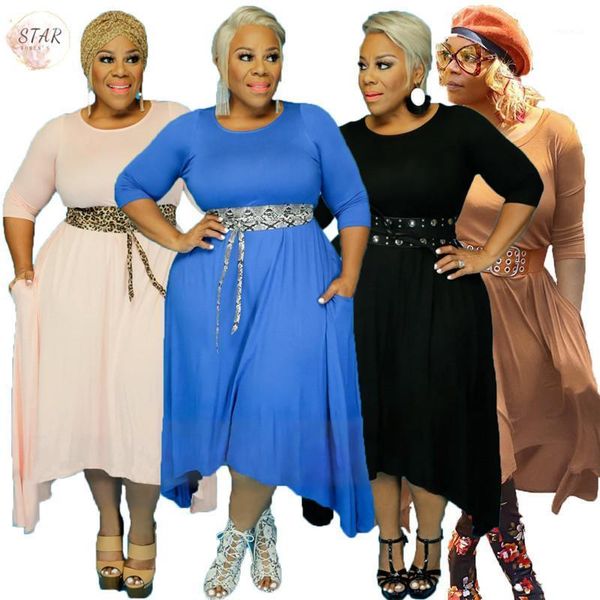 

plus size s-5xl dresses for women solid casual loose dress super stretchy long pockets maxi wholesale drop, Black;gray