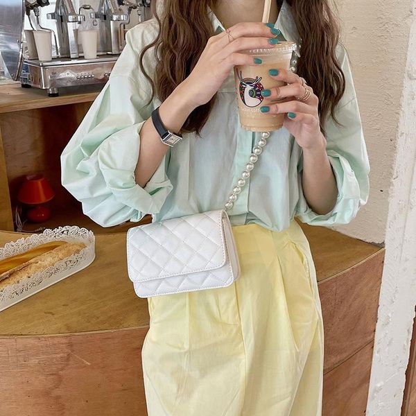 

evening bags small pu leather crossbody for women 2021 summer pearl chain female designer shoulder bag mini woman luxurious handbags