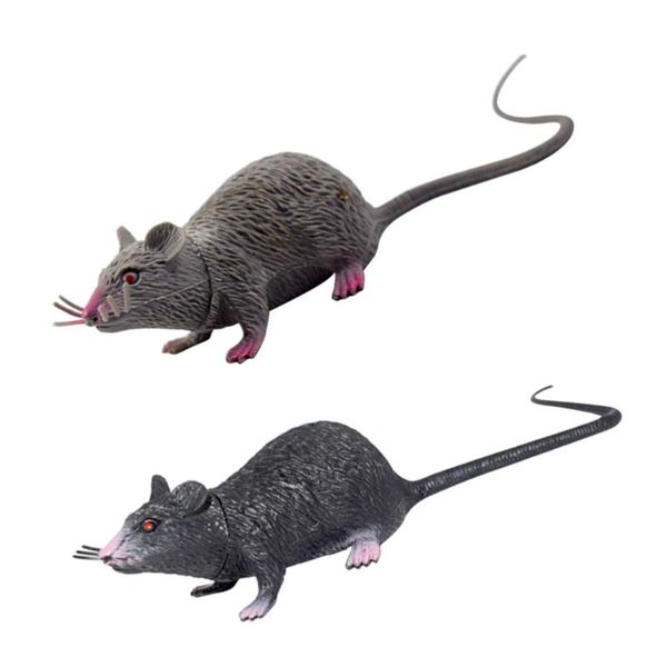 

cat toys 2pcs realistic mice spooky rat prank creepy decor medium size (black, gray)