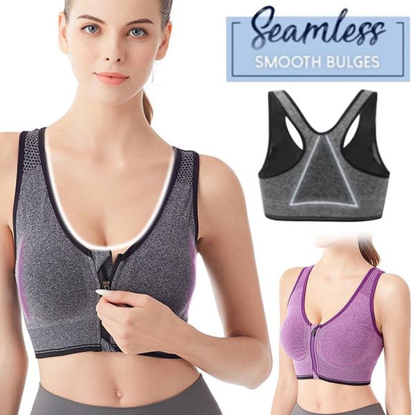 

gym clothing wholesale breathable zip front sports bra shockproof wirerunning vest yoga underwear for women ed889, White;black