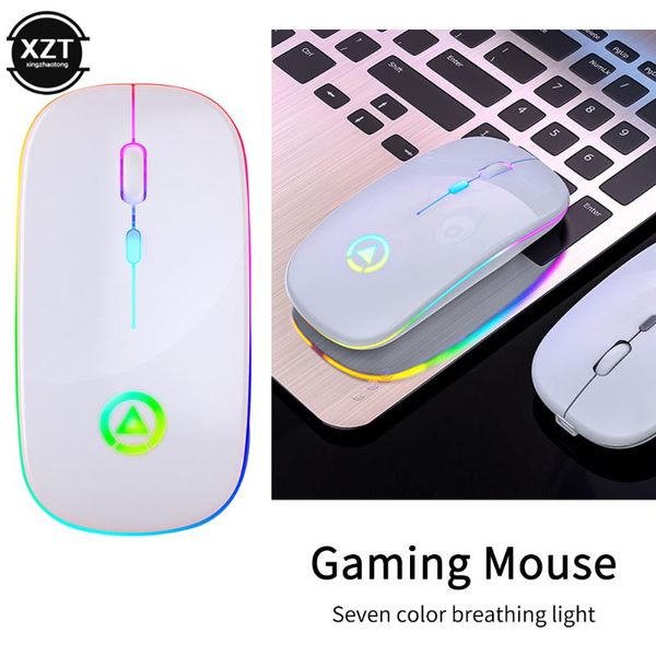 

mice rechargeable wireless mouse silent colorful rgb led backlit light 2.4g usb optical ergonomic lappc computer gaming