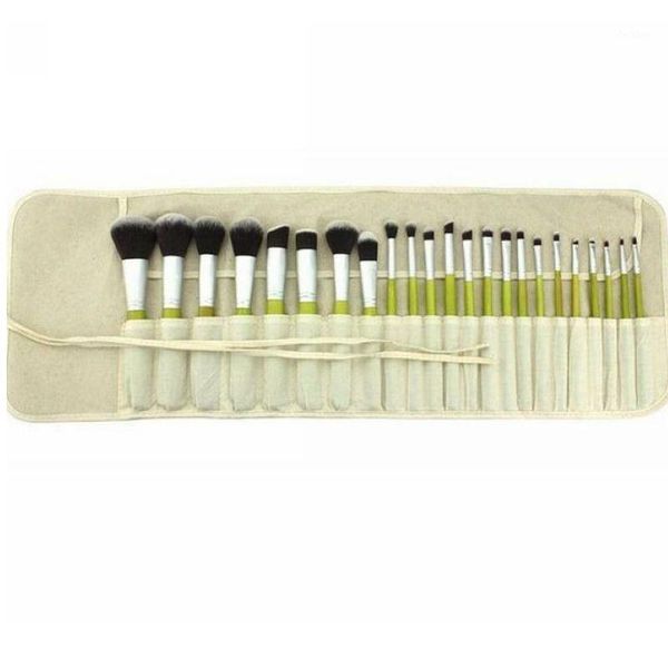 

blue wooden handle soft synthetic hair cosmetic brushes silver aluminum collar 23pcs makeup brush set in bag1