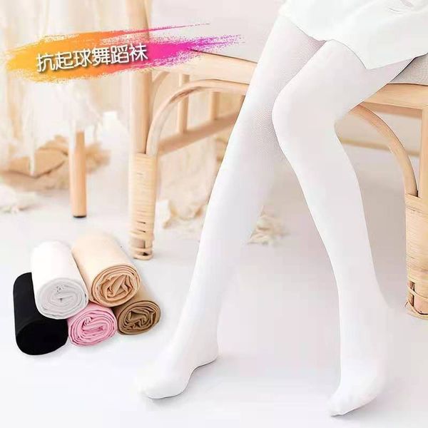 

children's dance anti pilling non falling gear bottoming pantyhose white girls' spring and summer thin training socks, Black;white