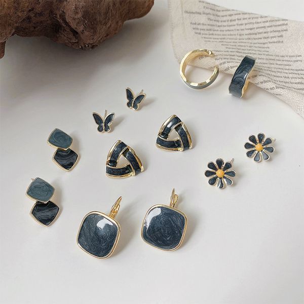 

925 silver needle oil dripping haze blue earrings, dongdamen, south designer