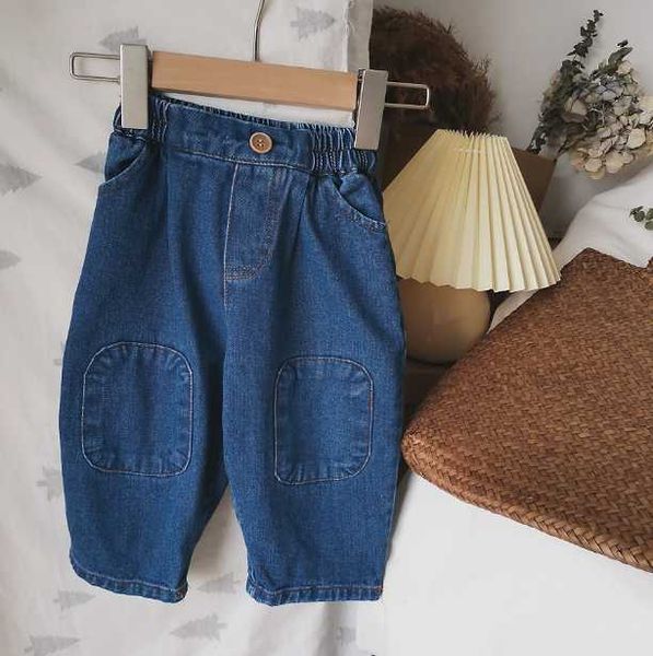 

jeans 2021 style girls boys denim long pants autumn fashion kids flare, Blue