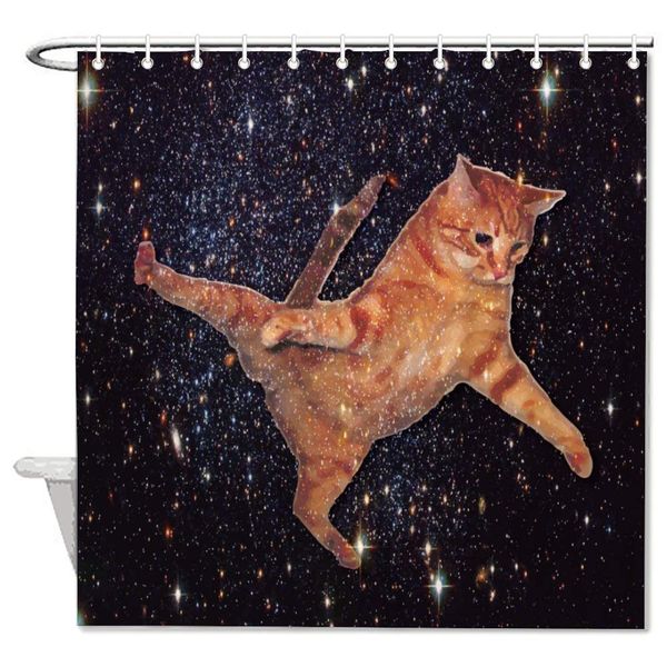 

astronomical object carnivore cat felidae night sky space star whiskers bath decorative shower curtain bathroom