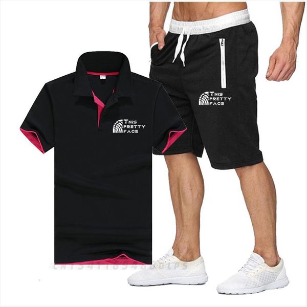 

casual suit 2 pcs quick mens tracksuit drying polo shirt short sleeve trousers pant sportswear summer, Gray