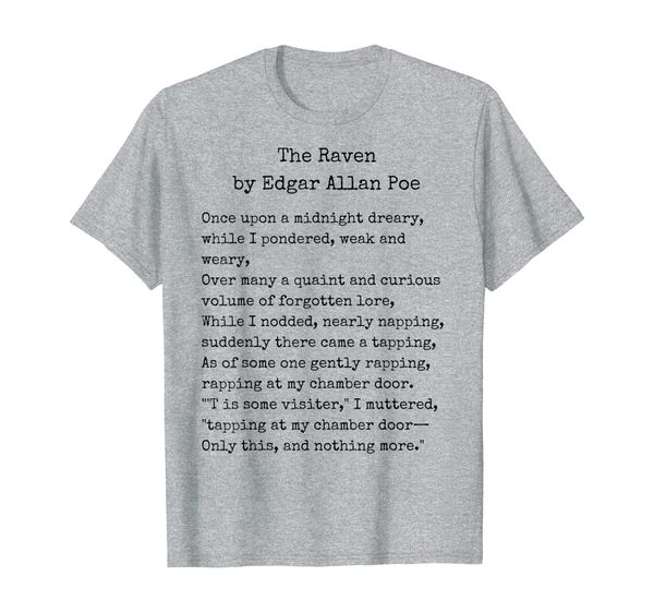 

edgar allan poe the raven vintage text reader gift t-shirt, White;black