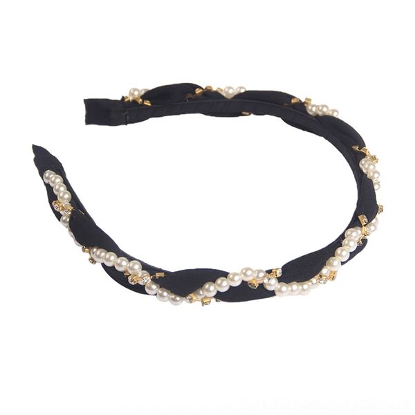 

8x2b hanfanduipearl headband hairpin with pearl inlaid headbands diamond wavy cloth hairband female sweet temperament headdress, Silver