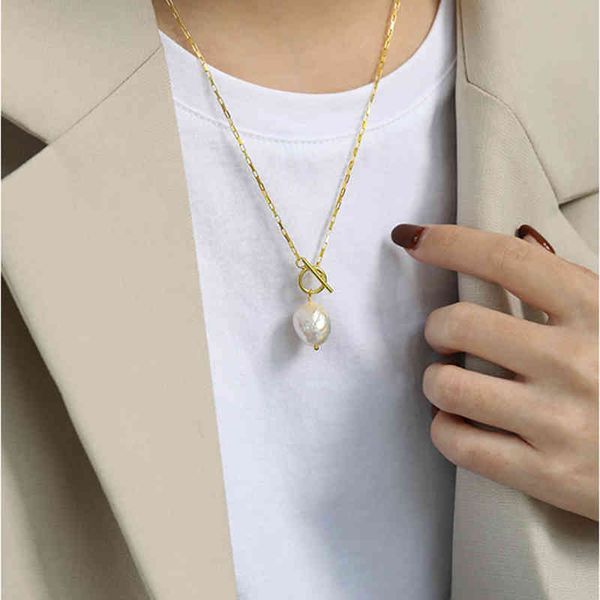 

necklaces peri'sbox baroque natural freshwater pearl toggle clasp chain for women french 925 sterling silver necklace y1