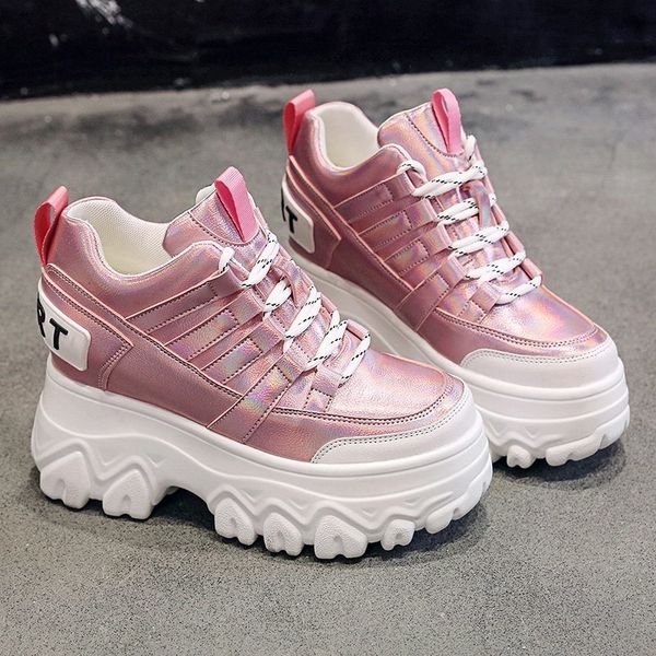 

aphixta winter platform women's shoes chunky sole sneakers height increasing women boots thick sole shoes woman dad footwear k731, Black