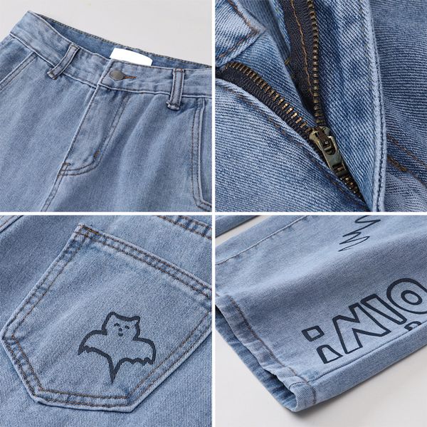 

2021women jeans 2021 spring y2k harajuku streetwear high waist denim trousers leisure baggy vintage blue femme straight pants