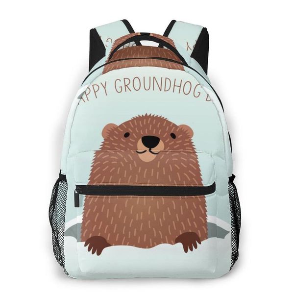 

backpack travel pack happy groundhog day with cute sports bag outdoor climbing