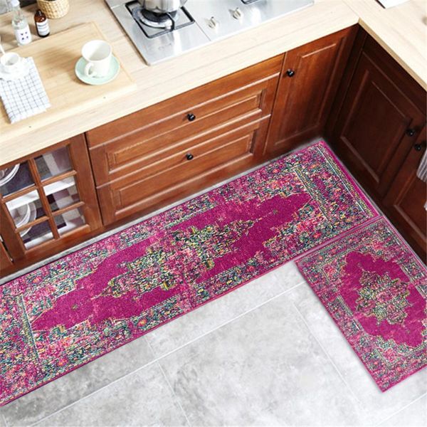 

carpets bohemia ethnic style rose red kitchen mat set geometric print boho area rug bedroom decor long bedside carpet entrance door