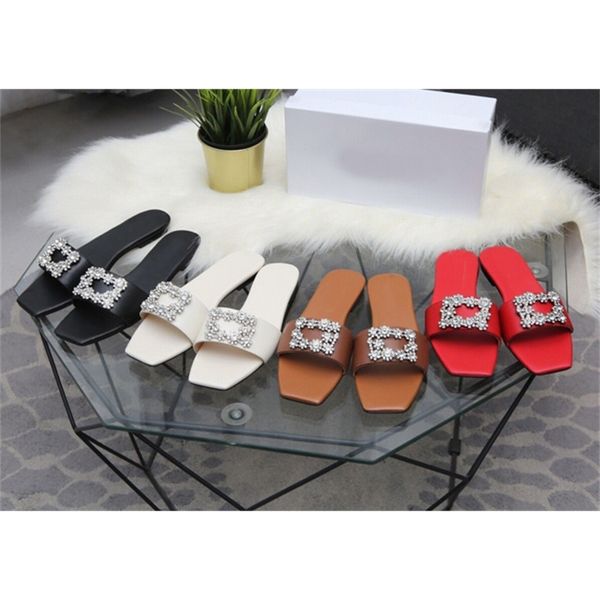 

2021 spring new style head leather fashion elegant flat bottom women's shoes square buckle comfortable slippers, Black