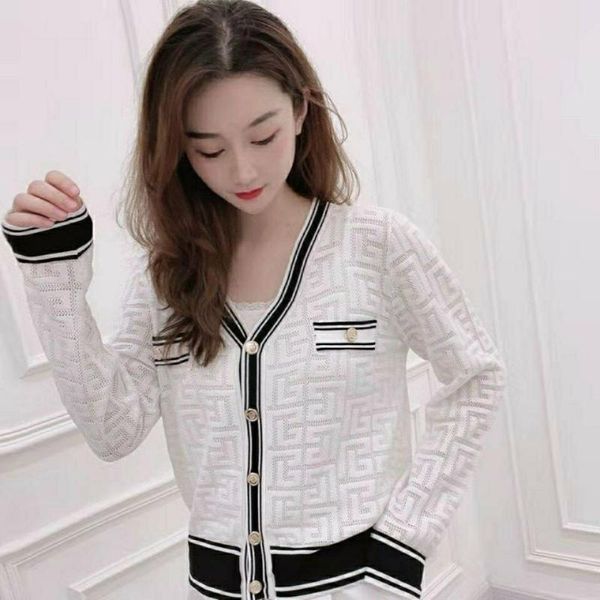 

women's knits & tees 2021 early autumn style small fragrance long-sleeved sweater women loose thin western coat, White