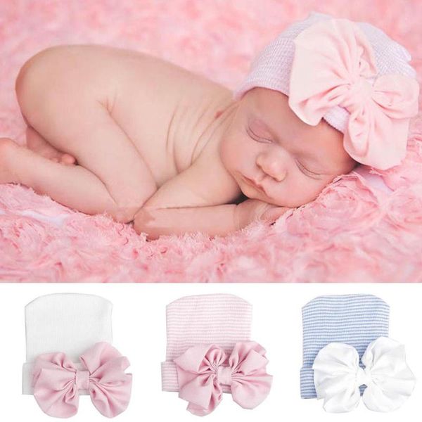 

caps & hats brand est cute born baby girls infant toddler comfy big bowknot cap beanie hat lovely kintted solid, Yellow