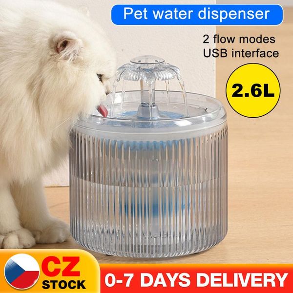 

cat bowls & feeders 2.6l pet water fountain dispenser automatic drinking machine feeder with led light for cats dog