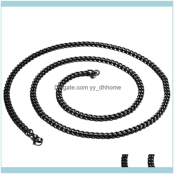 

chains necklaces & pendants jewelrychains 6mm gold black aessories fashion male choker stainless steel curb cuban link miami chain mens neck, Silver