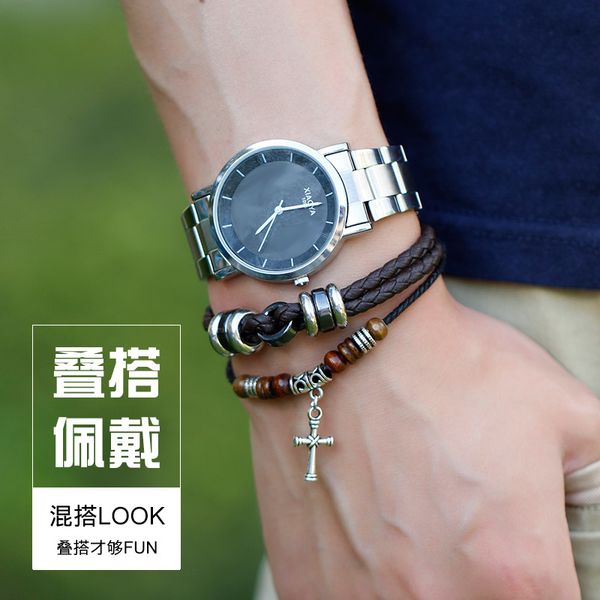 

factory outlet party favor chrome/hearts bracelet men's bracelet is simple and generous, fashionable, personalized flow rope woven ins