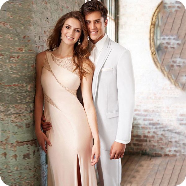 

men's suits & blazers custom made white wedding for men slim fit groom tuxedos peaked lapel 2pieces costume homme mariage traje ho, White;black