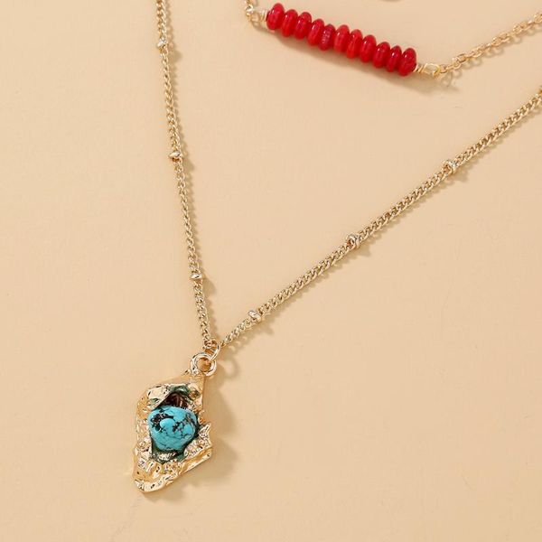 

chains europe america vintage irregular green opal metal pendant necklace collares for women fashion geometric necklaces femme jewelry, Silver
