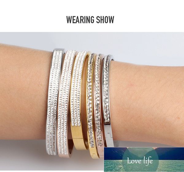 

new fine4u b049 316l stainless steel cuff bracelet for women cubic zirconia bracelets & bangles 3 colors choices factory price expert design, Black